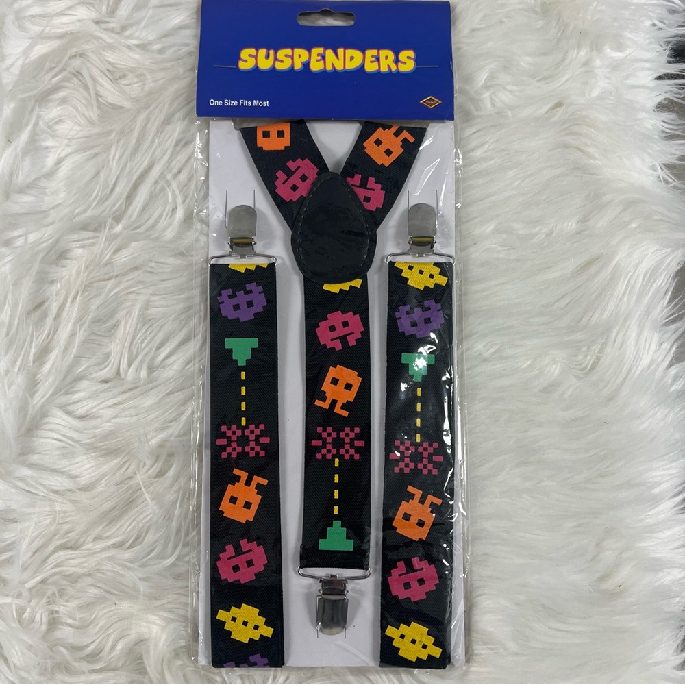 Retro Gaming Suspenders NEW Halloween Costume gamer nerd unique fun